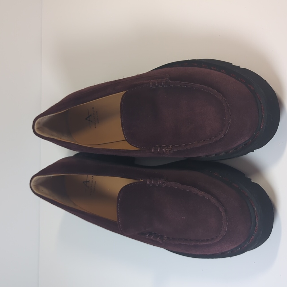 Aquatalia Suede Loafers Burgundy With Black Sole Size 9.5 - Picture 3 of 9